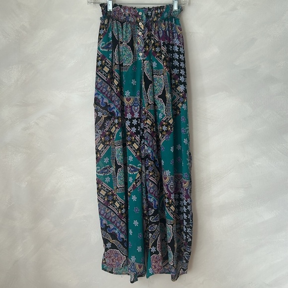 INTIMATELY FREE PEOPLE Sz XS STARSHINE SHEER PRINTED SMOCKED WAIST LOUNGE PANT - Picture 4 of 11
